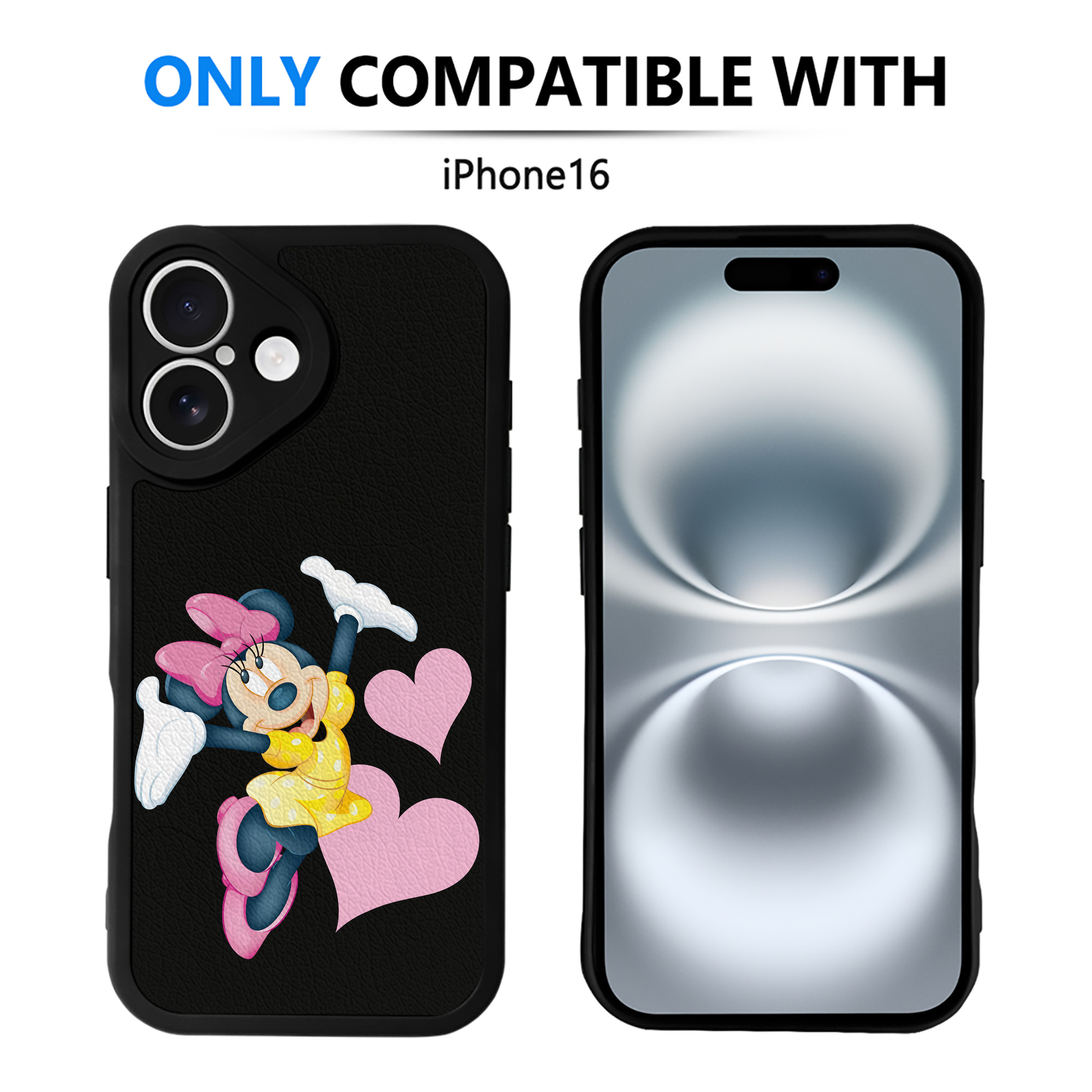 （画像用） ミッキーマウス Mickey Mouse 【iPhone 16シリーズ対応】シリコンスマホケース（レザー調） 材質：シリコン